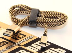 Кабель USB 8 pin подходит для Apple двусторон.коннект. алюм./текстиль 1.2м золото ISA(гарантия 2 нед